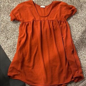 Rust Orange Short Sleeve Dress